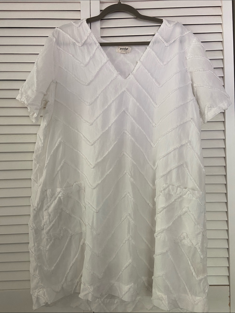 Anthropologie Porridge Shift Dress Womens XLP White Marcelle Textured Pockets
